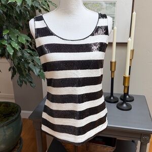 WHBM Sequined Striped Tank Top